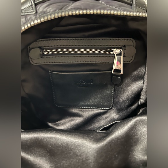 MOSCHINO QUILTED NYLON SMALL BACKPACK BLACK - Picture 7 of 11
